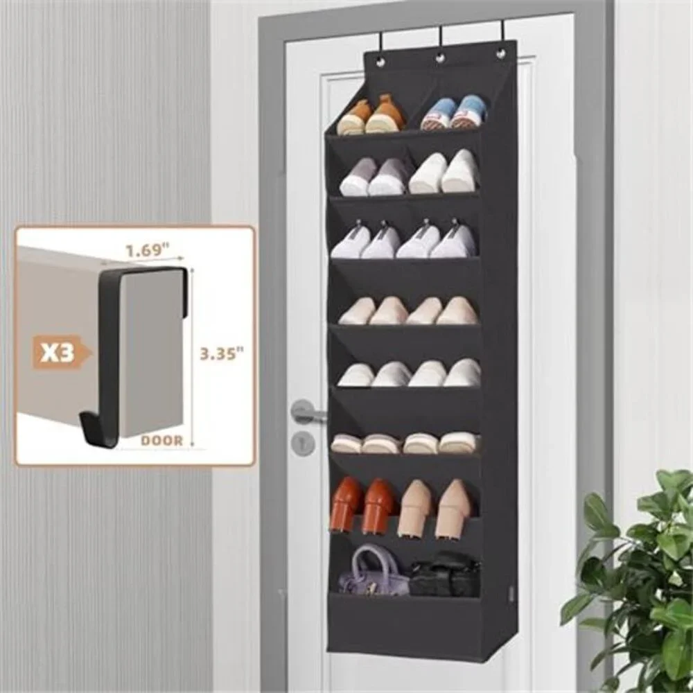 over door shoe organizer hanging closet storage rack deep pockets heavy duty